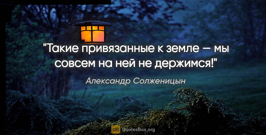 Александр Солженицын цитата: "Такие привязанные к земле — мы совсем на ней не держимся!"