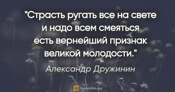 Александр Дружинин цитата: "Страсть ругать все на свете и надо всем смеяться есть..."