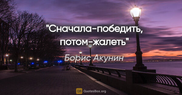 Борис Акунин цитата: "Сначала-победить, потом-жалеть"