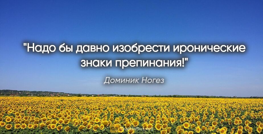 Доминик Ногез цитата: "Надо бы давно изобрести иронические знаки препинания!"