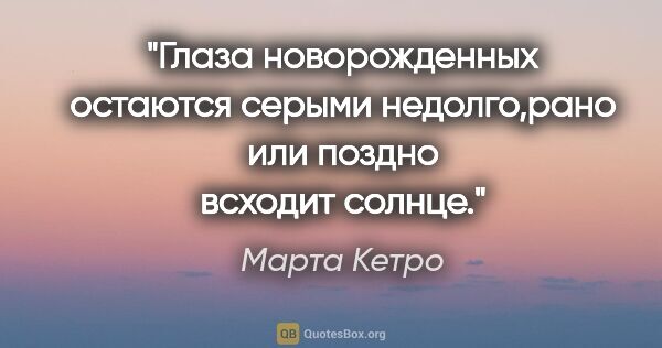 Марта Кетро цитата: "Глаза новорожденных остаются серыми недолго,рано или поздно..."