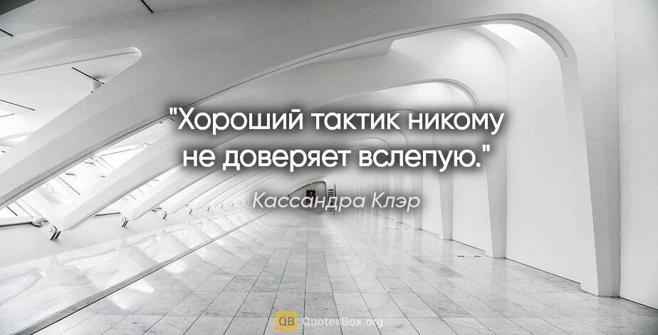 Кассандра Клэр цитата: "Хороший тактик никому не доверяет вслепую."