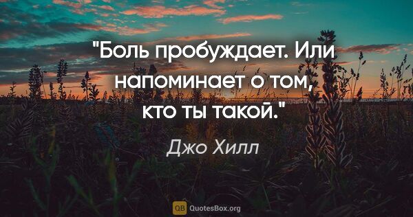 Джо Хилл цитата: "Боль пробуждает. Или напоминает о том, кто ты такой."