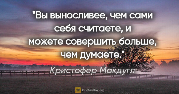 Кристофер Макдугл цитата: "Вы выносливее, чем сами себя считаете, и можете совершить..."