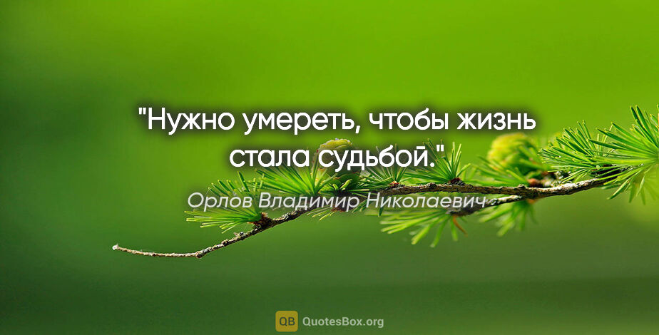 Орлов Владимир Николаевич цитата: "Нужно умереть, чтобы жизнь стала судьбой."