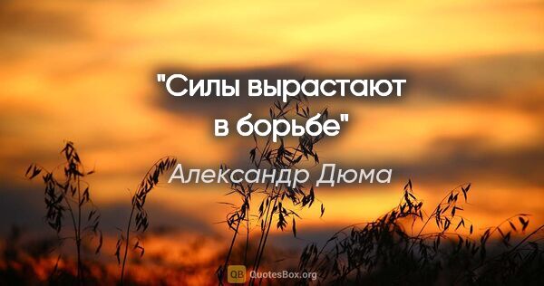 Александр Дюма цитата: "Силы вырастают в борьбе"