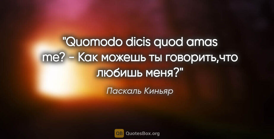 Паскаль Киньяр цитата: "Quomodo dicis quod amas me? - Как можешь ты говорить,что..."