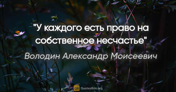 Володин Александр Моисеевич цитата: "У каждого есть право на собственное несчастье"