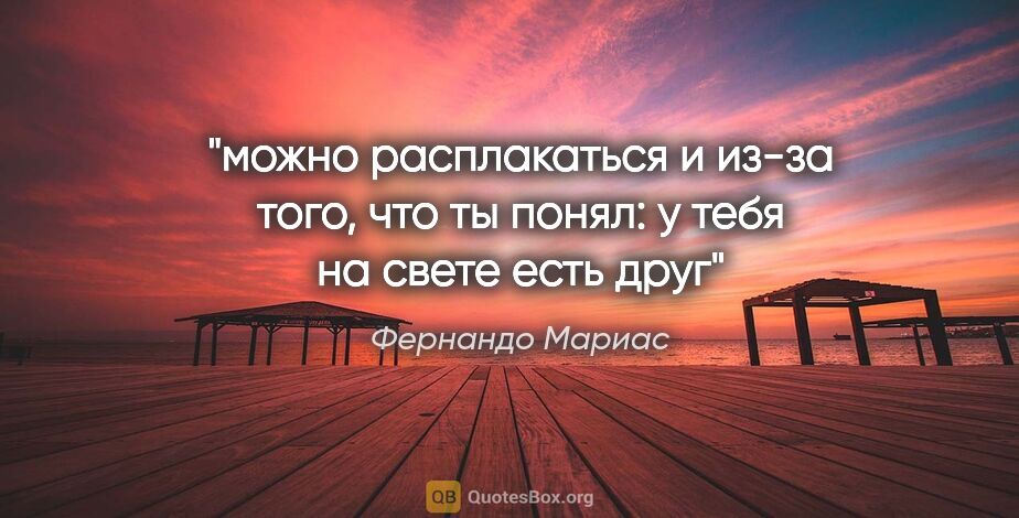 Фернандо Мариас цитата: "можно расплакаться и из-за того, что ты понял: у тебя на свете..."