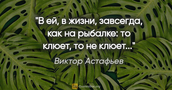 Виктор Астафьев цитата: "В ей, в жизни, завсегда, как на рыбалке: то клюет, то не клюет..."