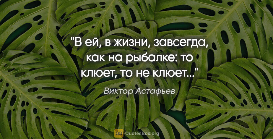 Виктор Астафьев цитата: "В ей, в жизни, завсегда, как на рыбалке: то клюет, то не клюет..."