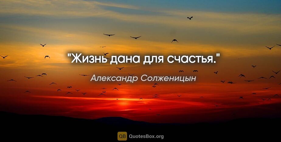 Александр Солженицын цитата: "Жизнь дана для счастья."