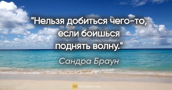 Сандра Браун цитата: "Нельзя добиться чего-то, если боишься поднять волну."