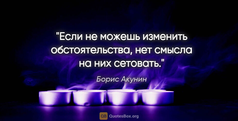 Борис Акунин цитата: "Если не можешь изменить обстоятельства, нет смысла на них..."