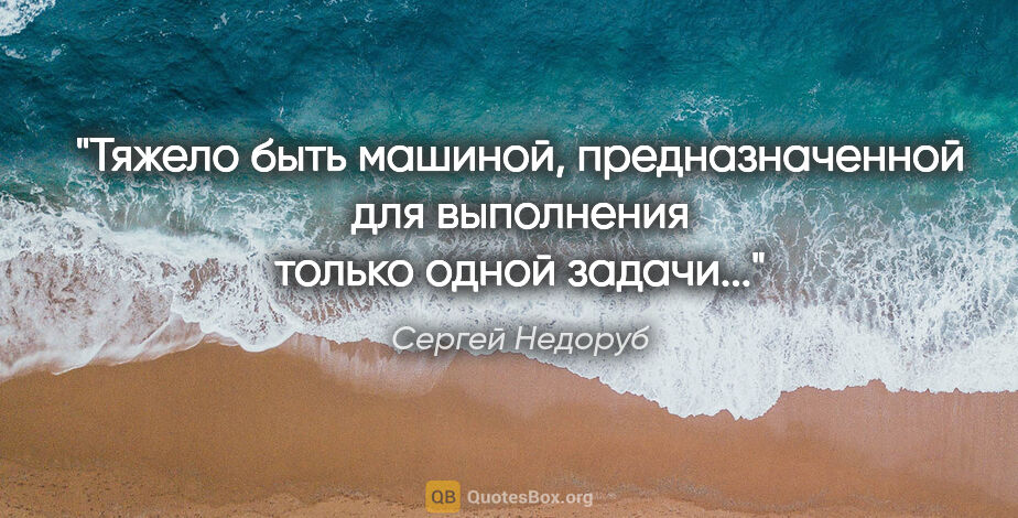 Сергей Недоруб цитата: "Тяжело быть машиной, предназначенной для выполнения только..."