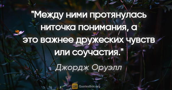 Джордж Оруэлл цитата: "Между ними протянулась ниточка понимания, а это важнее..."