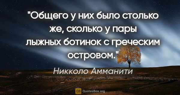 Никколо Амманити цитата: "Общего у них было столько же, сколько у пары лыжных ботинок с..."