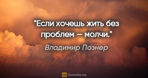 Владимир Познер цитата: "Если хочешь жить без проблем — молчи."
