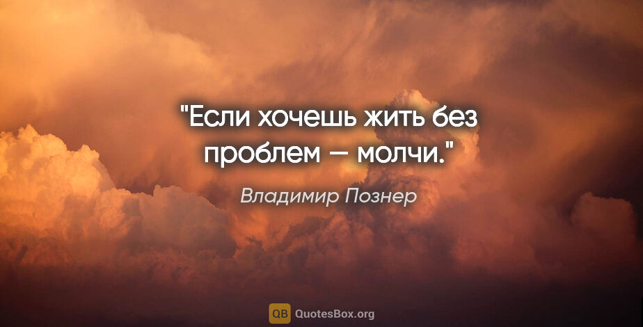 Владимир Познер цитата: "Если хочешь жить без проблем — молчи."