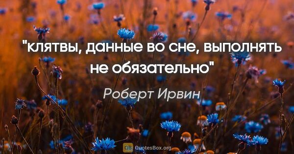 Роберт Ирвин цитата: "клятвы, данные во сне, выполнять не обязательно"