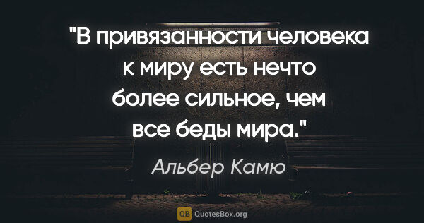 Альбер Камю цитата: "В привязанности человека к миру есть нечто более сильное, чем..."