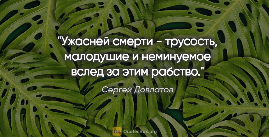 Сергей Довлатов цитата: "Ужасней смерти - трусость, малодушие и неминуемое вслед за..."