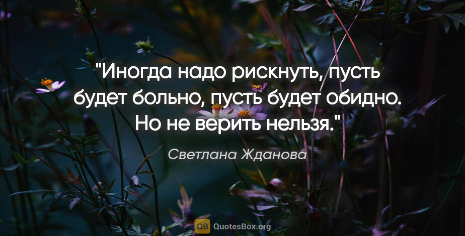 Светлана Жданова цитата: "Иногда надо рискнуть, пусть будет больно, пусть будет обидно...."