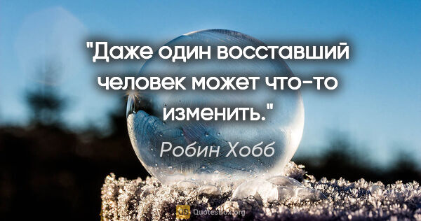 Робин Хобб цитата: "Даже один восставший человек может что-то изменить."