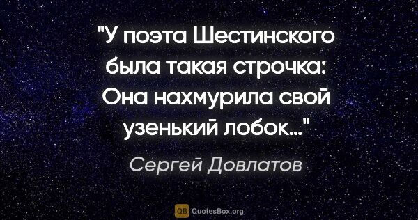 Сергей Довлатов цитата: "У поэта Шестинского была такая строчка:

«Она нахмурила свой..."