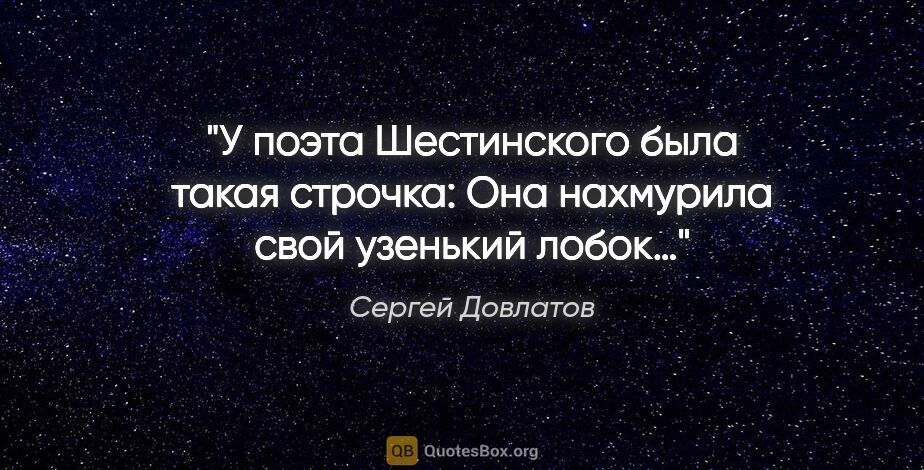 Сергей Довлатов цитата: "У поэта Шестинского была такая строчка:

«Она нахмурила свой..."