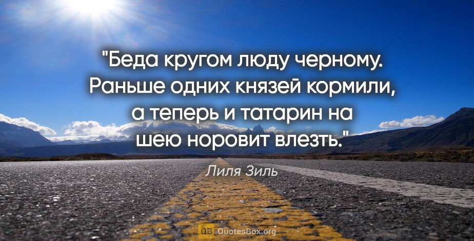 Лиля Зиль цитата: "Беда кругом люду черному. Раньше одних князей кормили, а..."