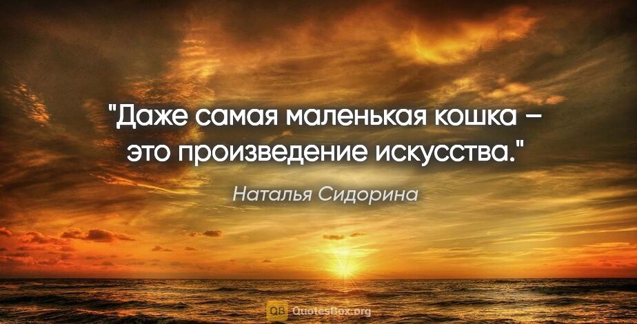 Наталья Сидорина цитата: "Даже самая маленькая кошка – это произведение искусства."