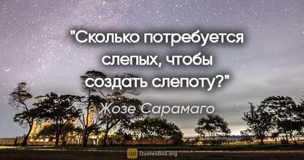 Жозе Сарамаго цитата: "Сколько потребуется слепых, чтобы создать слепоту?"