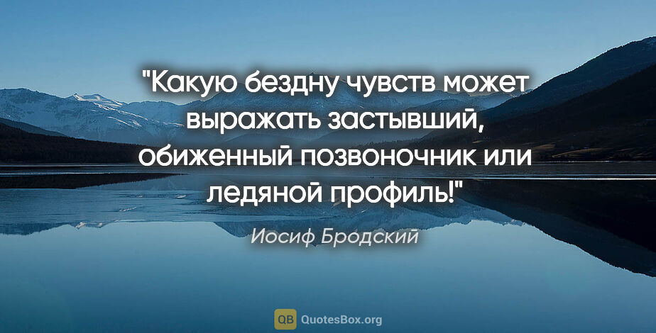 Иосиф Бродский цитата: "Какую бездну чувств может выражать застывший, обиженный..."