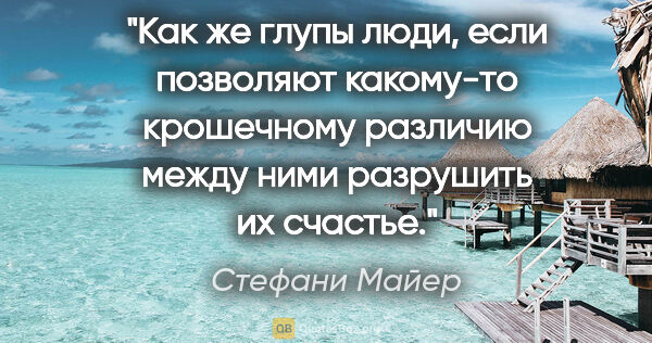 Стефани Майер цитата: "«Как же глупы люди, если позволяют какому-то крошечному..."