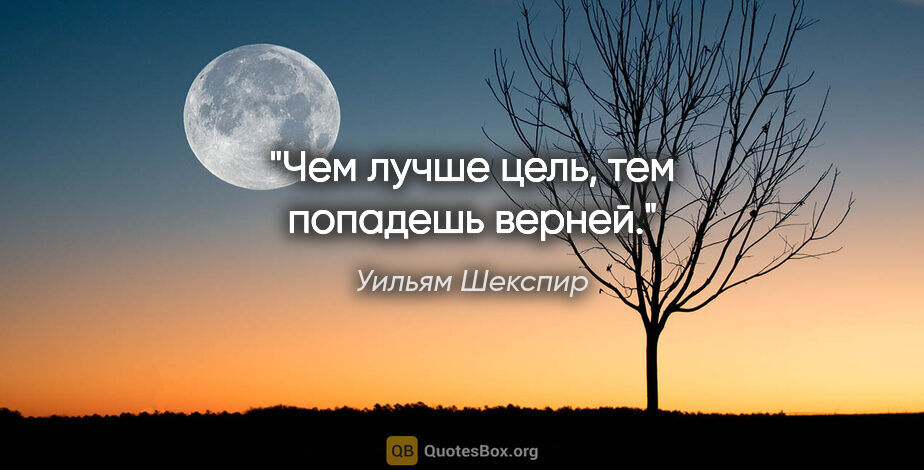 Уильям Шекспир цитата: "«Чем лучше цель, тем попадешь верней.»"