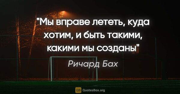 Ричард Бах цитата: "«Мы вправе лететь, куда хотим, и быть такими, какими мы созданы»"