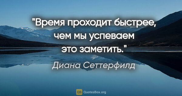 Диана Сеттерфилд цитата: "«Время проходит быстрее, чем мы успеваем это заметить.»"