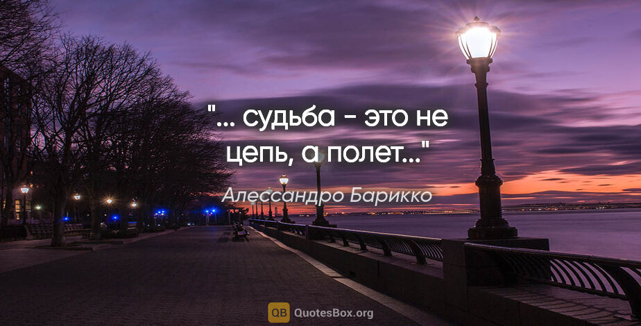 Алессандро Барикко цитата: "... судьба - это не цепь, а полет..."