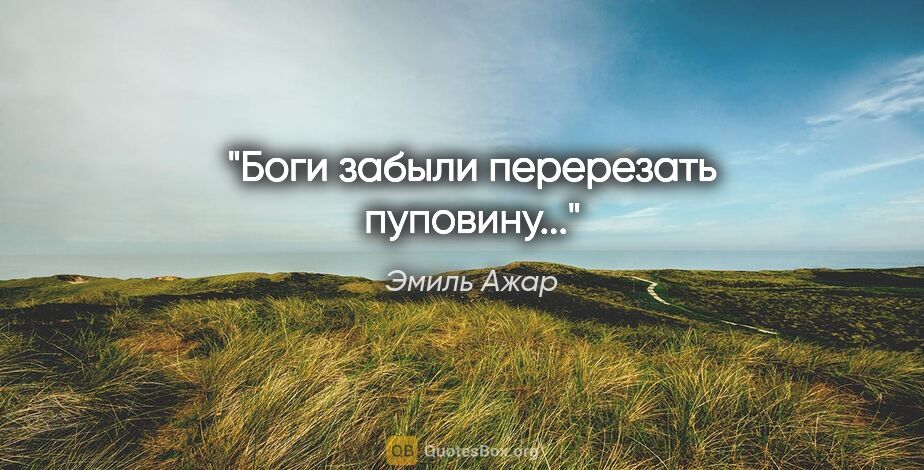 Эмиль Ажар цитата: "Боги забыли перерезать пуповину..."