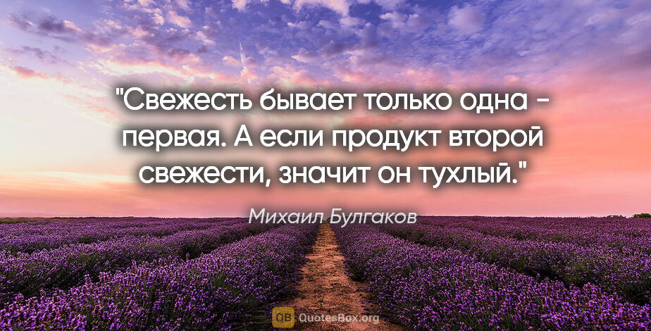 Михаил Булгаков цитата: "Свежесть бывает только одна - первая. А если продукт второй..."