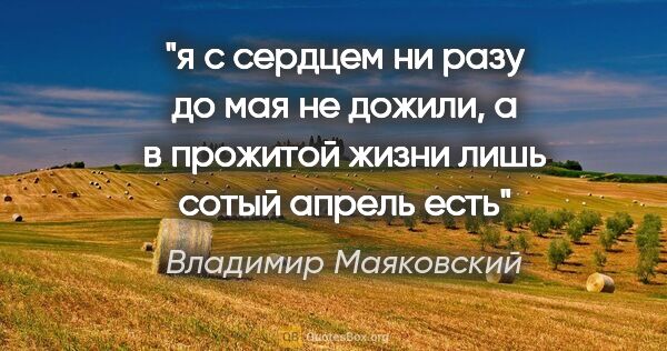 Владимир Маяковский цитата: "я с сердцем ни разу до мая не дожили,

а в прожитой..."