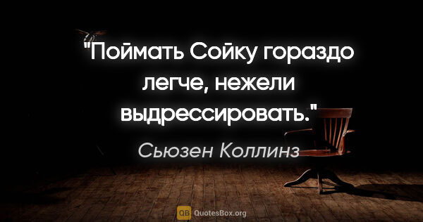 Сьюзен Коллинз цитата: "Поймать Сойку гораздо легче, нежели выдрессировать."