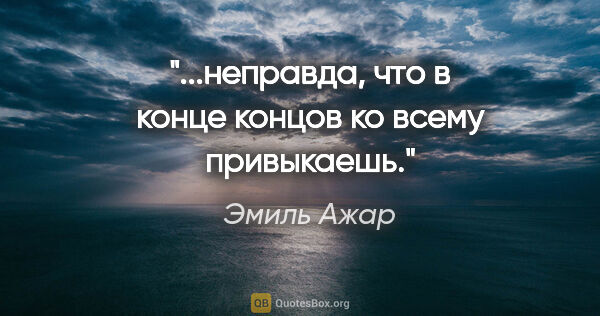 Эмиль Ажар цитата: "...неправда, что в конце концов ко всему привыкаешь."