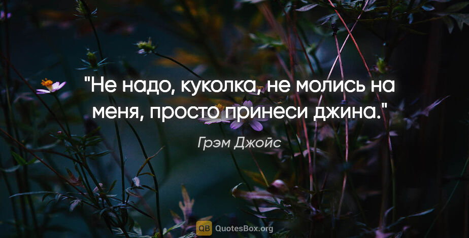 Грэм Джойс цитата: "Не надо, куколка, не молись на меня, просто принеси джина."