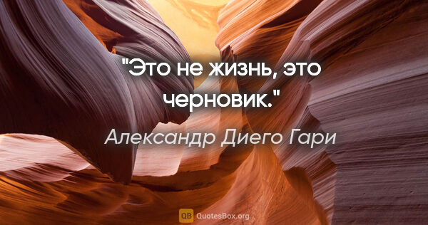 Александр Диего Гари цитата: "Это не жизнь, это черновик."