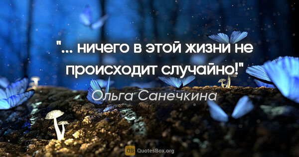 Ольга Санечкина цитата: "... ничего в этой жизни не

происходит случайно!"