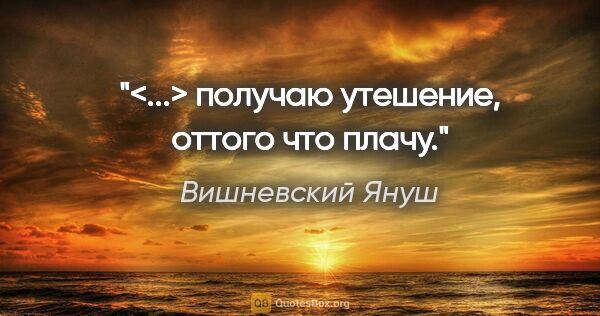 Вишневский Януш цитата: "<...> получаю утешение, оттого что плачу."