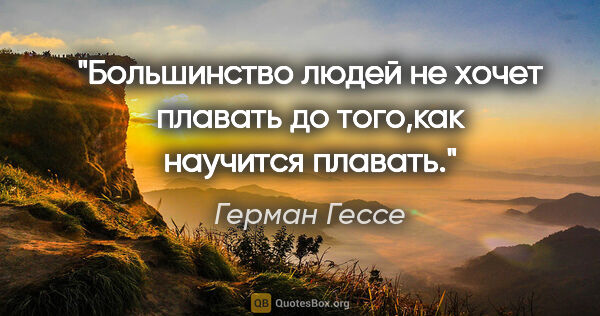 Герман Гессе цитата: "Большинство людей не хочет плавать до того,как научится плавать."