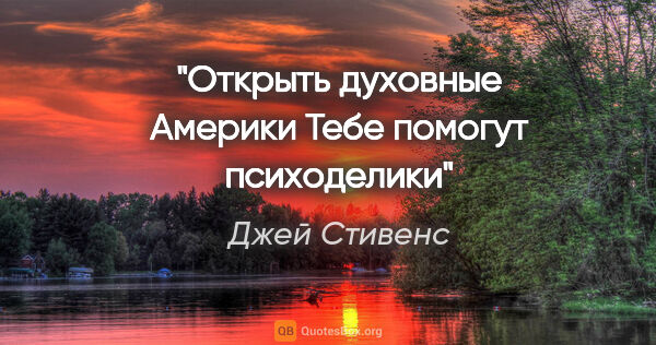 Джей Стивенс цитата: "Открыть духовные Америки

Тебе помогут психоделики"